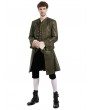 Pentagramme green vintage steampunk gothic mid-length trench coat for men