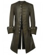 Pentagramme green vintage steampunk gothic mid-length trench coat for men