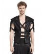 Pentagramme black gothic punk buckled harness tank top for men