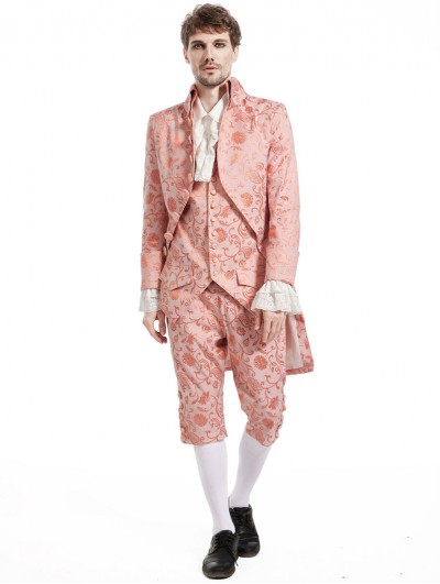 Pentagramme orange gothic baroque victorian brocade mid-length party coat for men