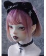 Black Gothic Cute Plush Cat Ears Headband with Metallic Decor
