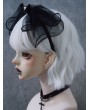 Black Gothic Halloween Skull Mesh Bow Hair Hoop