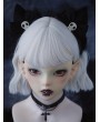 Black Gothic Skull Bow Cat Ear Fur Trim Headband