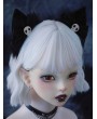 Black Gothic Skull Bow Cat Ear Fur Trim Headband