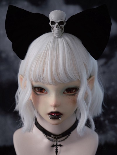 Black Gothic Punk Lolita Skull Big Bow Headband