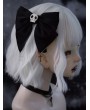 Black Gothic Punk Lolita Small Skull Bow Hair Clip