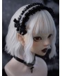 Black and White Lace Bow Cross Pendant Headband