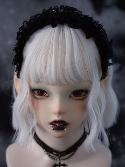 Black Gothic Bowknot Cross Ruffled Lace Headband