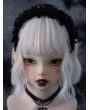 Black Gothic Bowknot Cross Ruffled Lace Headband