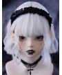 Black Gothic Buckle Belt Rivet Pleated Headband