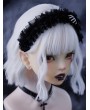 Black Gothic Skeleton Hand Mesh Ruffle Headband