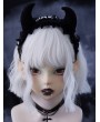 Dark Black Gothic Devil Horn Ruffled Headband