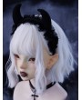 Dark Black Gothic Devil Horn Ruffled Headband