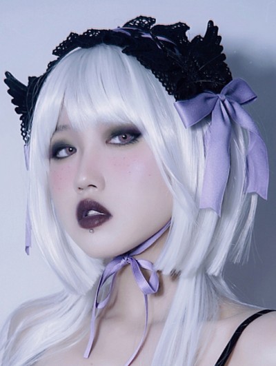 Black and Purple Gothic Lolita Wings Bowknot Headband