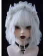 White Gothic Lolita Wings Bowknot Lace Ruffle Headband