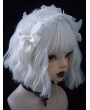 White Gothic Lolita Wings Bowknot Lace Ruffle Headband