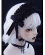 Dark Black Rose Bow Gothic Hollow Out Lace Headband