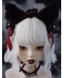 Black and Red Dark Goth Plush Fox Ears Headband