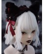 Black and Red Dark Goth Plush Fox Ears Headband