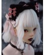 Black and Pink Ribbon Bow Plush Cat Ears Headband