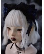 Black and Blue Ribbon Bow Plush Cat Ears Headband