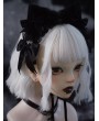 Black Gothic Lace Bow Plush Cat Ears Headband