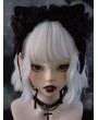 Black Gothic Ribbon Bow Plush Cat Ears Headband