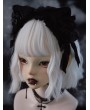 Black Gothic Ribbon Bow Plush Cat Ears Headband