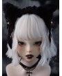 Black Dark Goth Bell Bow Plush Fox Ears Headband