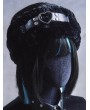 Black Plush Leather Winter Warm Gothic Headband