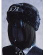 Black Plush Leather Winter Warm Gothic Headband