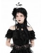 Dark in love Black Gothic Long Ruffle Lace Mesh Neck Tie