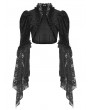 Dark in love Black Vintage Gothic Patterned Velvet Lace Flared Sleeves Shrug for Women