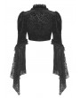 Dark in love Black Vintage Gothic Patterned Velvet Lace Flared Sleeves Shrug for Women