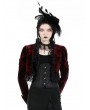 Dark in love Dark Red and Black Lace Gothic Velvet Short Jacket for Women