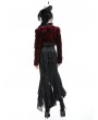 Dark in love Dark Red and Black Lace Gothic Velvet Short Jacket for Women