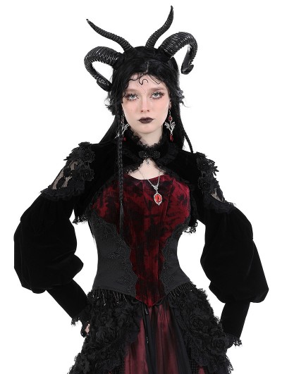 Dark in love Black Vintage Gothic Escape Princess Velvet Shrug for Women