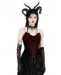 Dark in love Scarlet Red Bats Gothic Side Zip Corset Top for Women