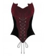 Dark in love Scarlet Red Bats Gothic Side Zip Corset Top for Women