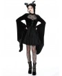 Dark in love Black Gothic Spider Web Long Trumpet Sleeve Short Velvet Dress