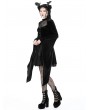 Dark in love Black Gothic Spider Web Long Trumpet Sleeve Short Velvet Dress