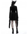 Dark in love Black Gothic Spider Web Long Trumpet Sleeve Short Velvet Dress