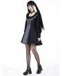 Dark in love Black Gothic Pinstripe Long Sleeve Academism Short Dress