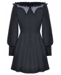 Dark in love Black Gothic Pinstripe Long Sleeve Academism Short Dress