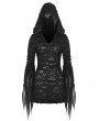 Dark in love Black Gothic Evil Devil Ragged Slim Hooded Mini Dress