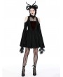 Dark in love Black Gothic Ghost Cold Shoulder Flared Sleeves Short Dress