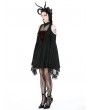 Dark in love Black Gothic Ghost Cold Shoulder Flared Sleeves Short Dress