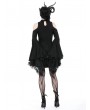 Dark in love Black Gothic Ghost Cold Shoulder Flared Sleeves Short Dress