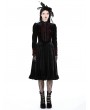 Dark in love Black and Scarlet Red Vintage Gothic Velvet Mid-Length Dress