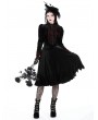 Dark in love Black and Scarlet Red Vintage Gothic Velvet Mid-Length Dress